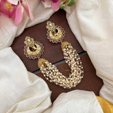 Antique Jada Billai with Pearl Maatil-Bun Billai-Red-G13059